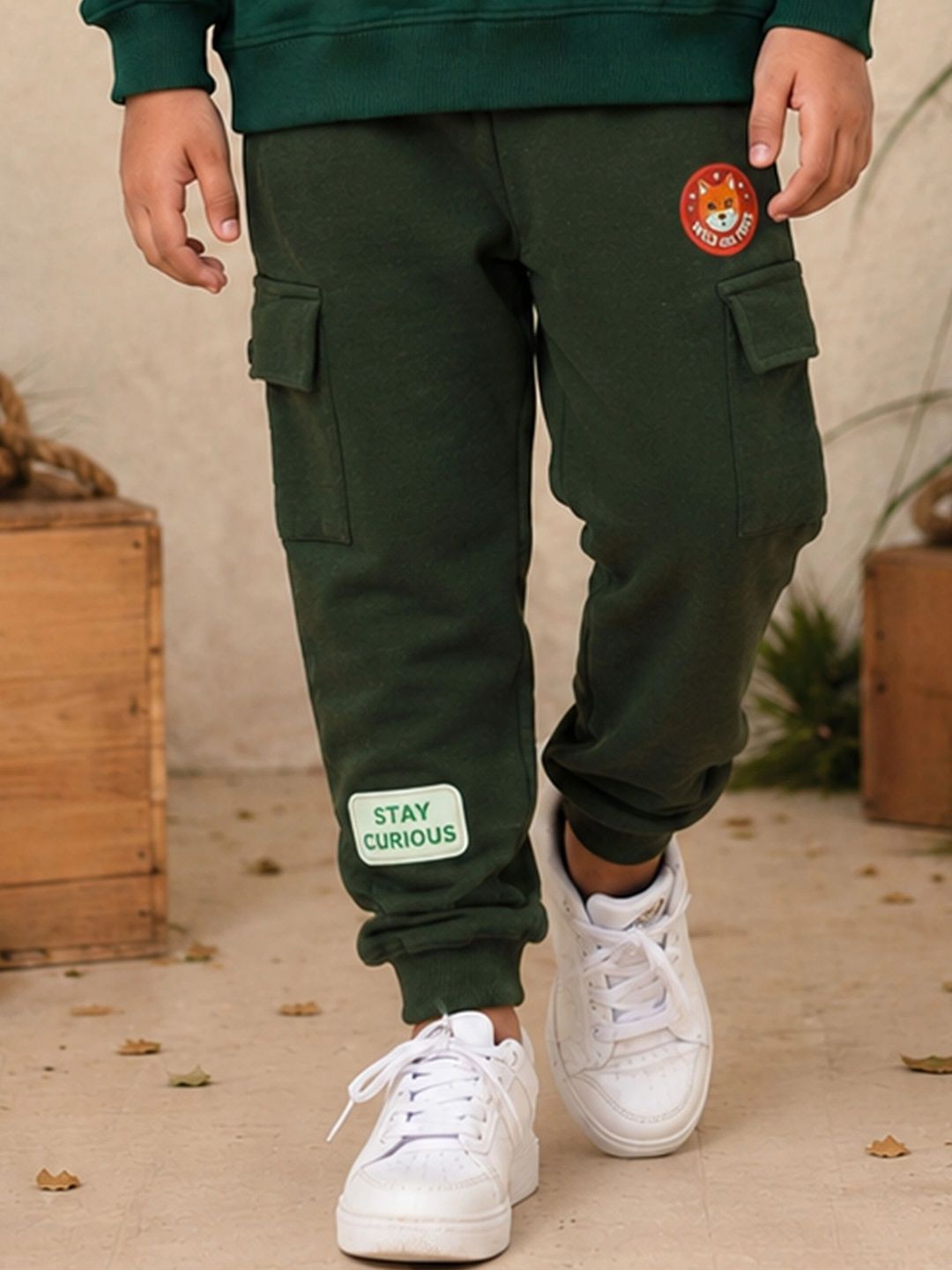 KiddoPanti Boys Regular Fit Brand Logo Cargos-picture-35