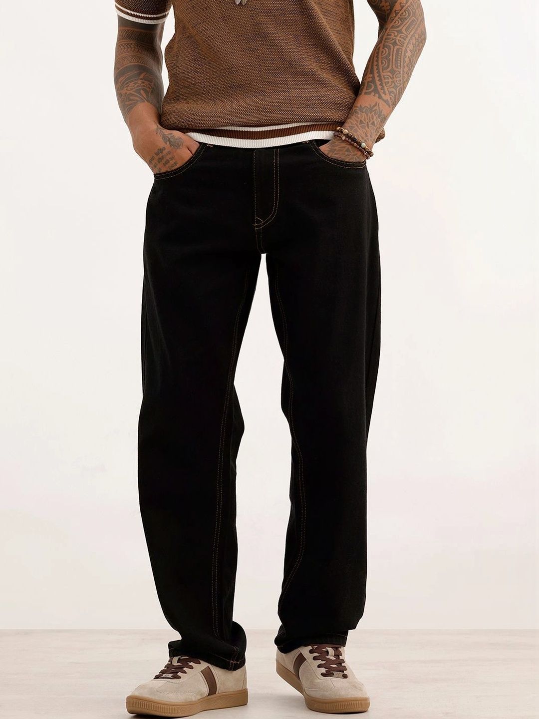 WROGN Men Anti Relaxed Fit High-Rise Embroidered Stretchable Jeans-picture-37