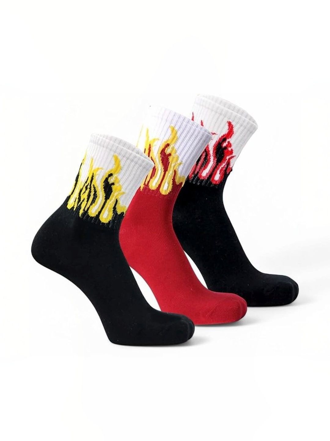 BEAR&BEYOND Men Pack of 3 Cotton Assorted Patterned Above Ankle Socks-picture-24