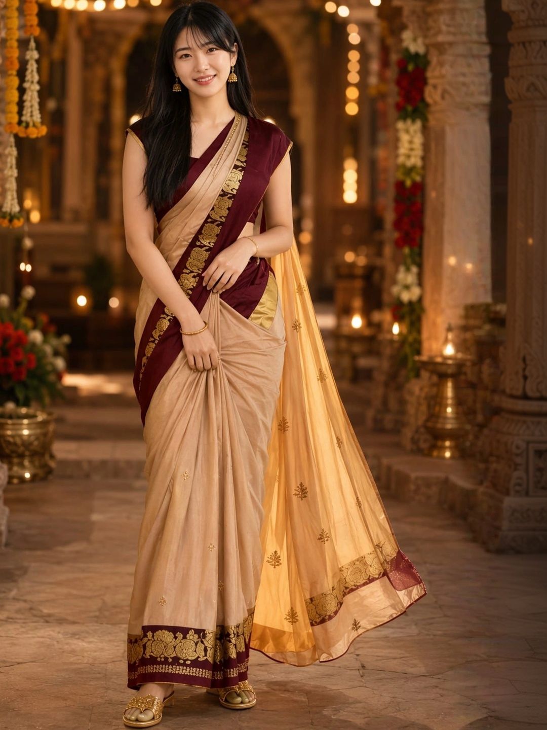Anouk Rustic Zari Pure Cotton Kanjeevaram Saree