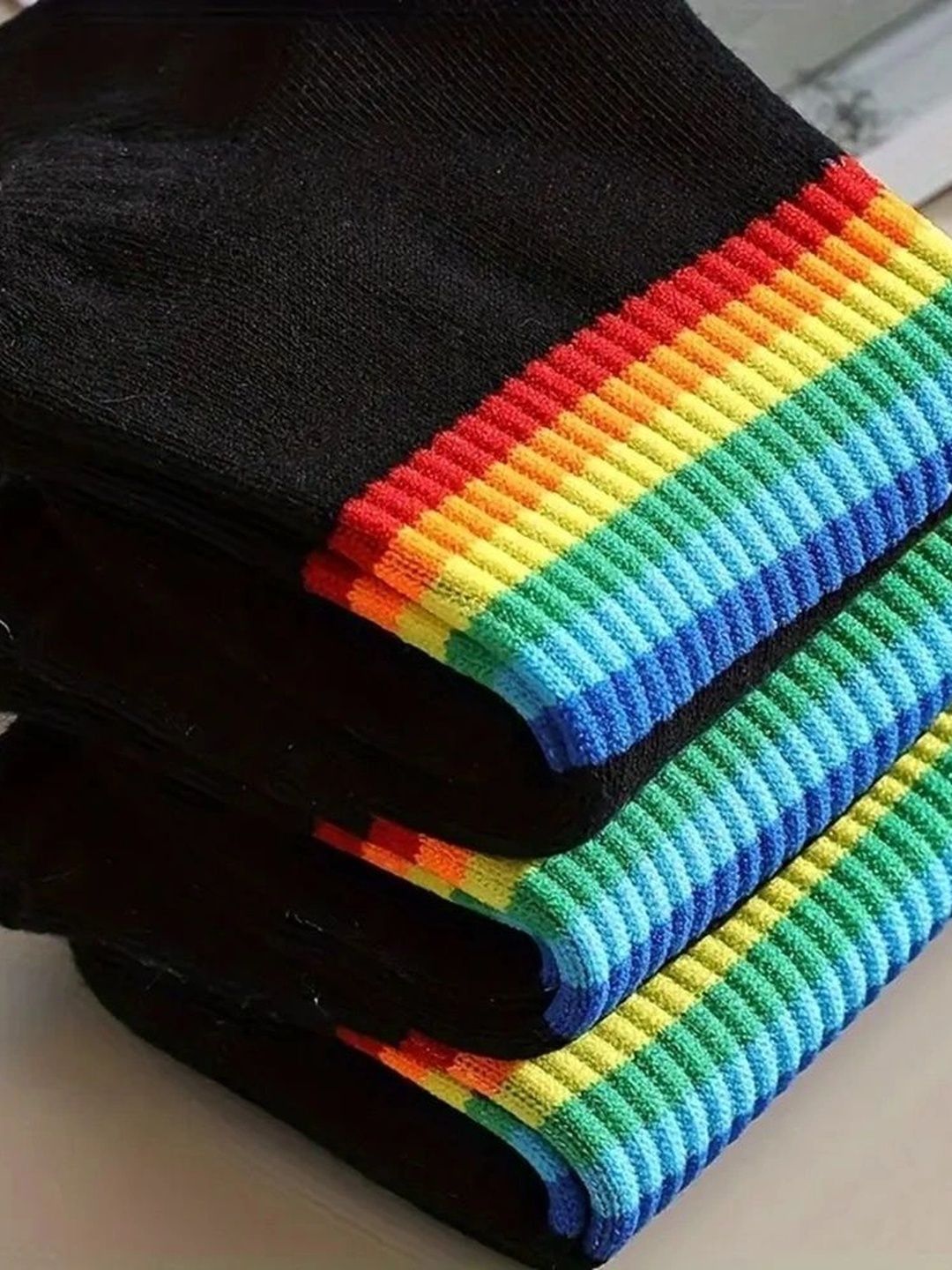 BEAR&BEYOND Men Pack of 3 Cotton Assorted Striped Ankle Length Socks-picture-48