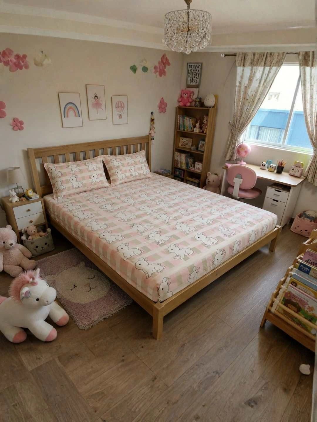 HABOOO Pink & White 144 TC Bedsheet with 2 Pillow Covers-image-20