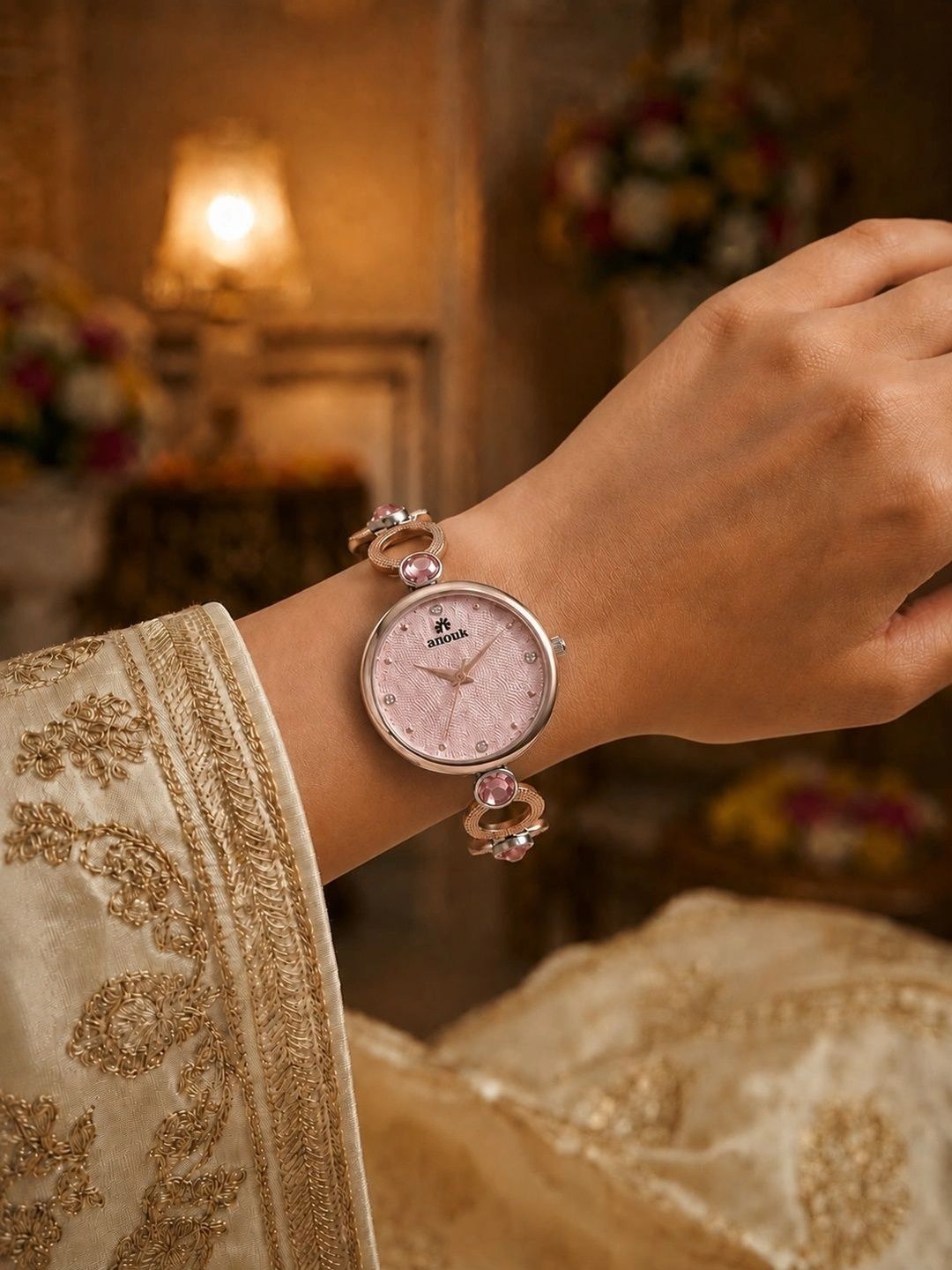 Anouk Women Brass Dial & Embellished Straps Analogue Watch ANW-064-RG-image-28