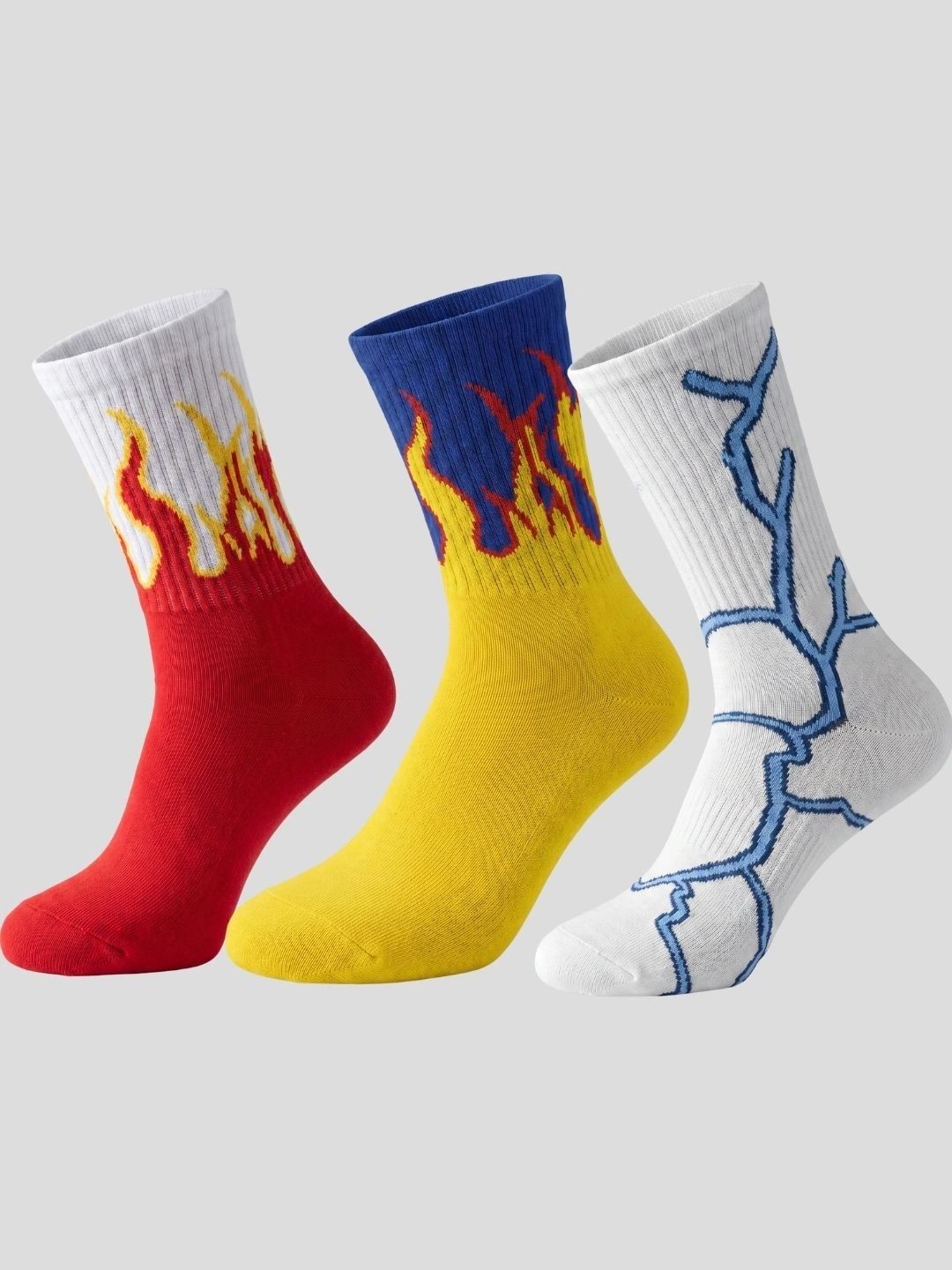 Moda Rapido Men Pack of 3 Cotton Blend Patterned Calf Length Socks-picture-37