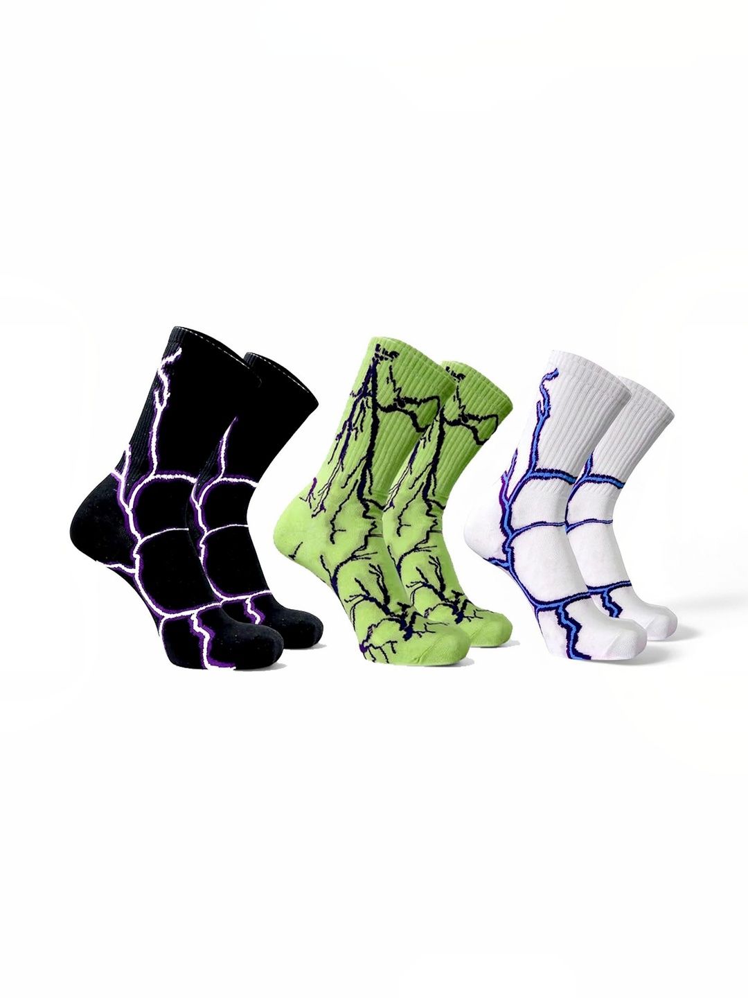 BEAR&BEYOND Men Pack of 3 Cotton Assorted Patterned Calf Length Socks-picture-37