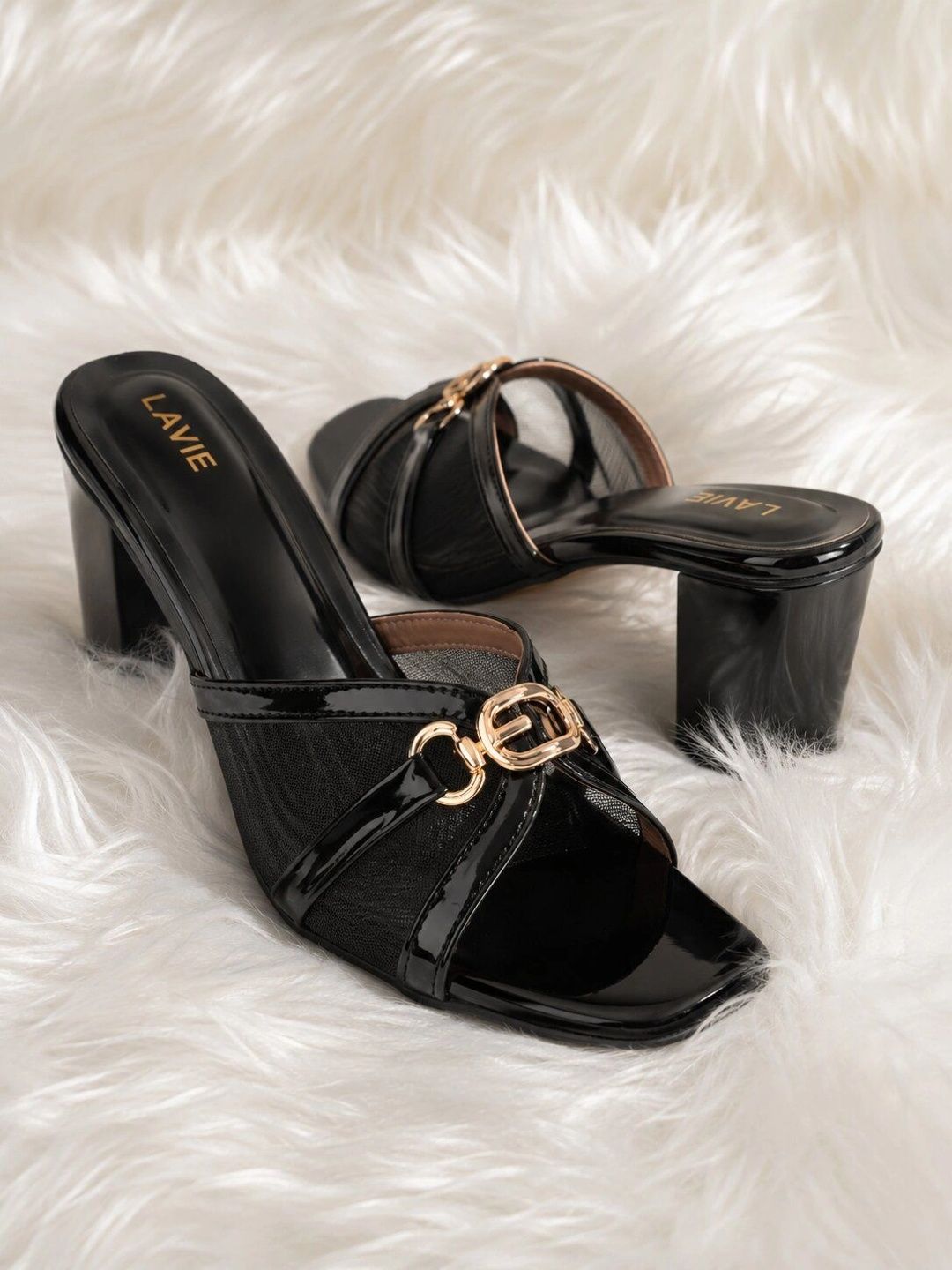 Lavie Textured Party Block Mules with Buckles-picture-17