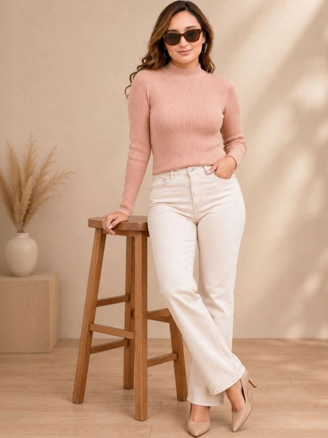 FEVERFEW Women Ribbed Woollen Pullover-picture-17