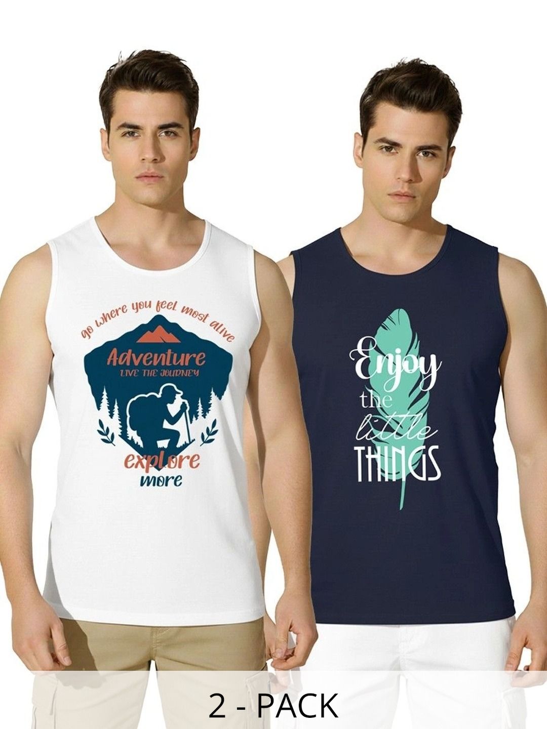 SKY HARBOAR Pack of 2 Printed Cotton Tank-picture-41