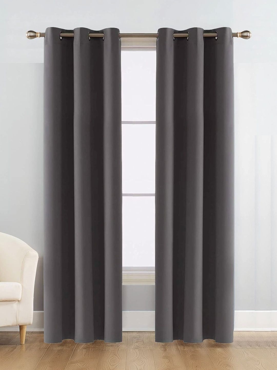 Homyra Decor Grey Set of 2 Black Out Window Curtain-image-39