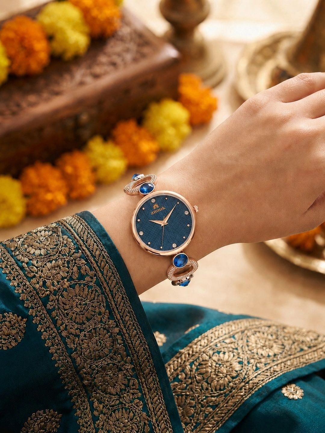Anouk Women Brass Dial & Bracelet Style Straps Analogue Watch ANW-064-BL-image-42
