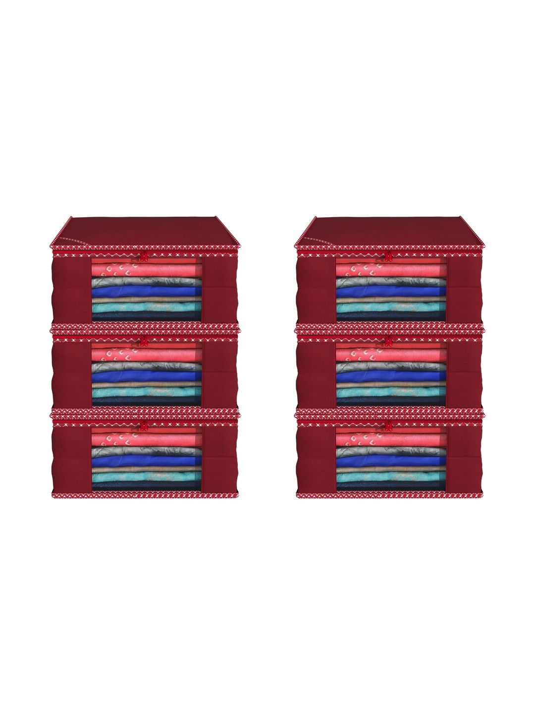 ANKIT INTERNATIONAL Maroon Set of 6 Reusable Multi-Utility Organisers-picture-58