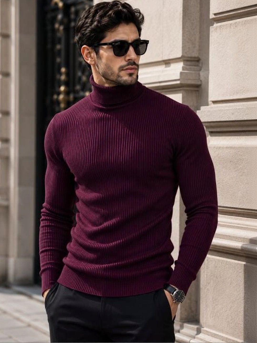 CATBUNNY Men Ribbed Woollen Pullover-picture-42