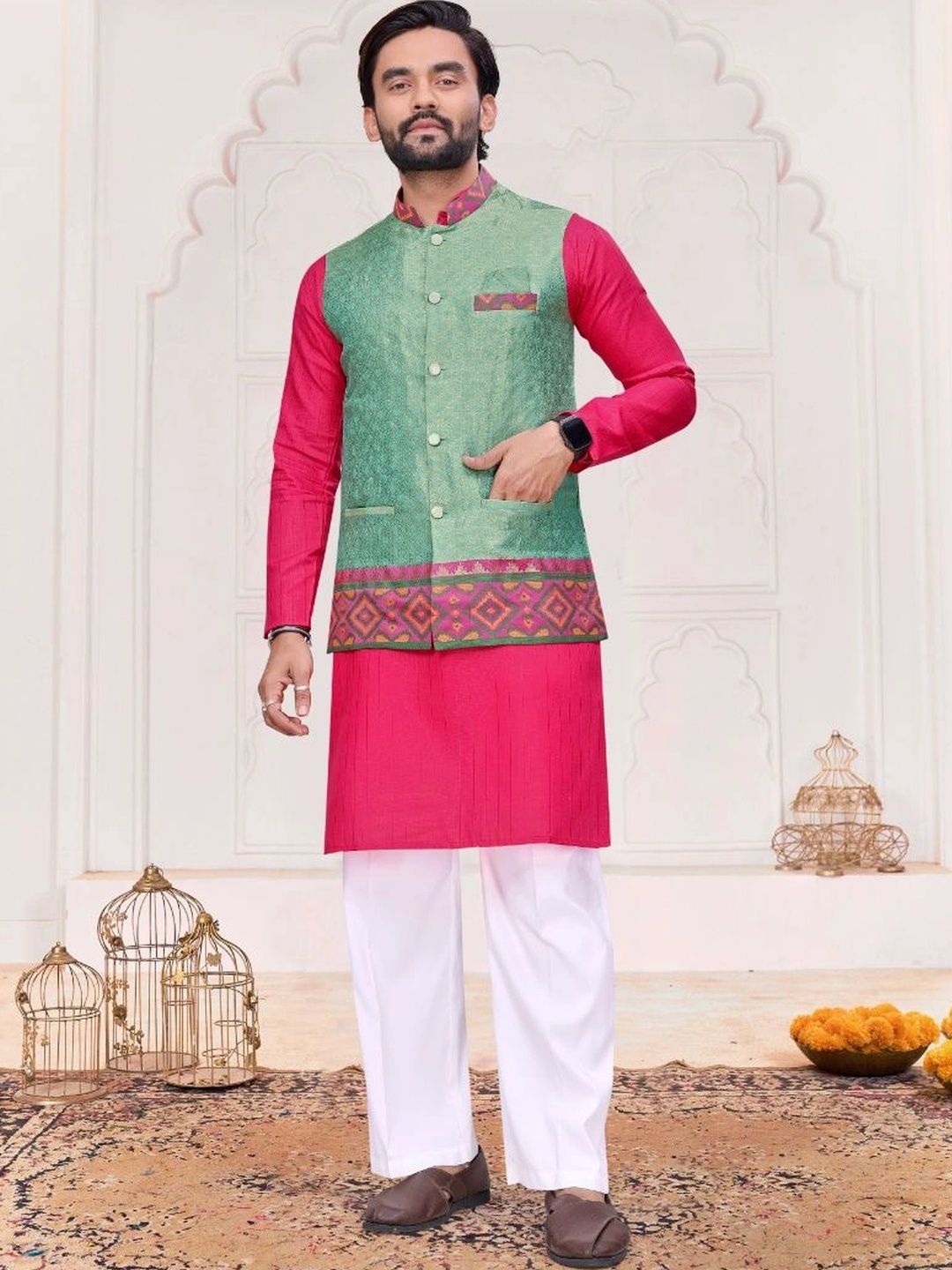 WELL TEX Men Regular Pure Cotton Kurta with Pyjamas-picture-55