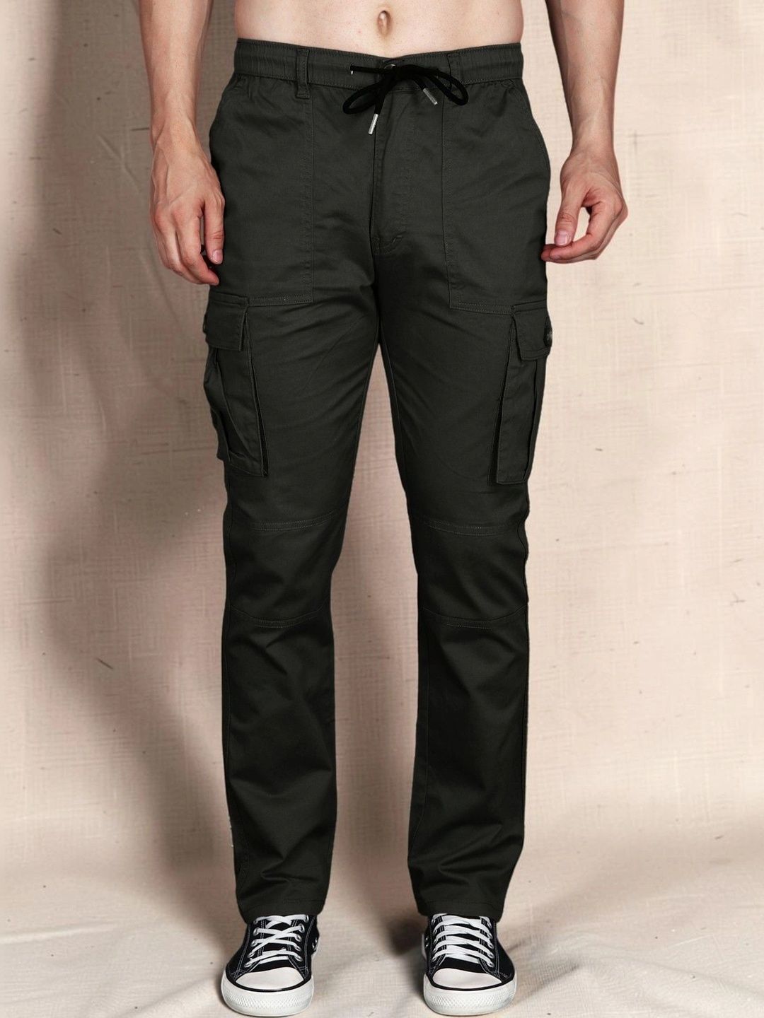 Mast & Harbour Men Relaxed Straight Leg Easy Wash Cargos Trousers-picture-29