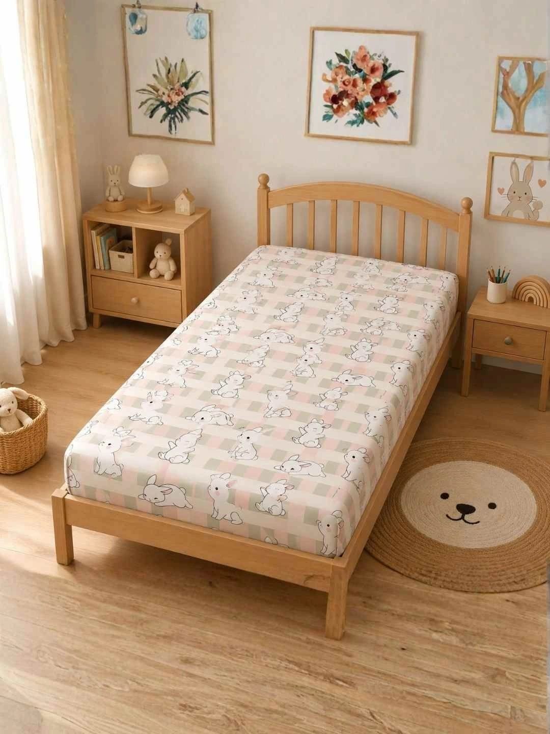 HABOOO Pink 144 TC Single Bedsheet with 1 Pillow Covers-image-19