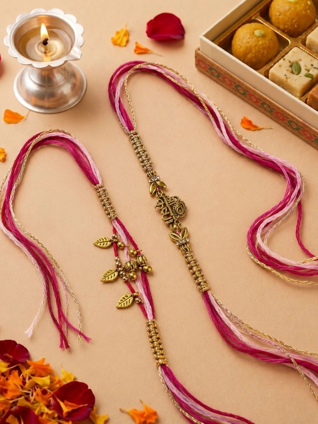 Niscka Set Of 2 Thread Rakhi With Roli-picture-46