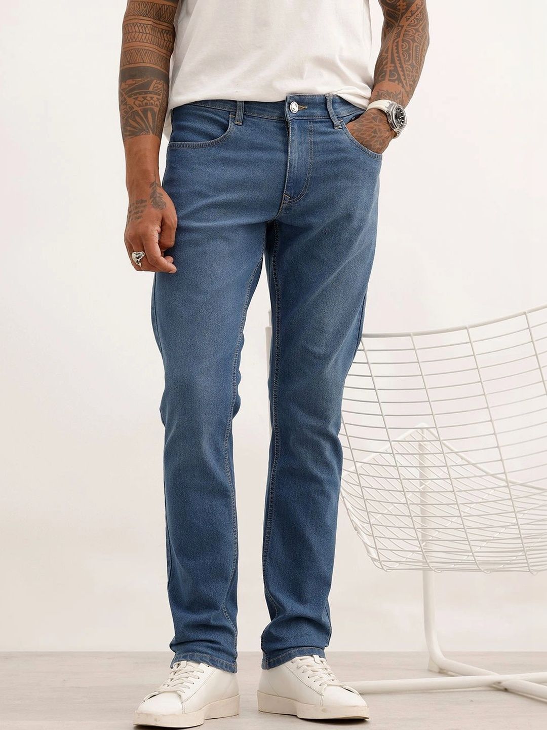 WROGN Men Slim Fit Mid-Rise Stretchable Jeans-picture-53
