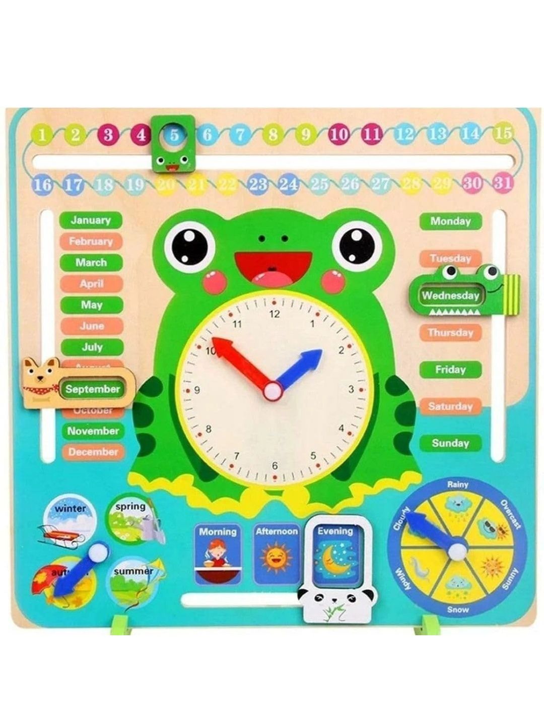 Little Mind Kids Wooden Frog Calendar & Learning Clock-picture-26