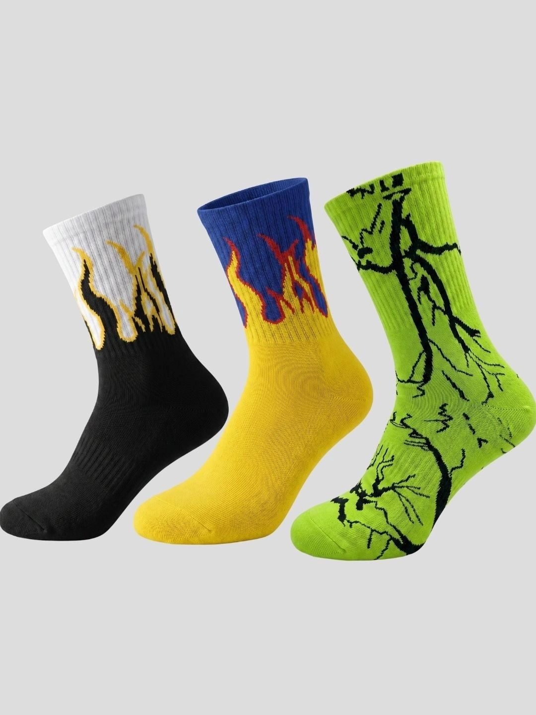 Moda Rapido Men Pack of 3 Cotton Blend Patterned Calf Length Socks-picture-50
