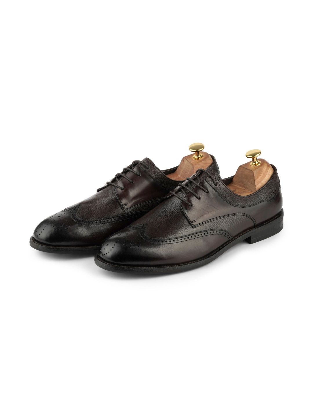 CORDWAINERS Men Textured Leather Round Toe Lace-Ups Brogues Formal Shoes-picture-46