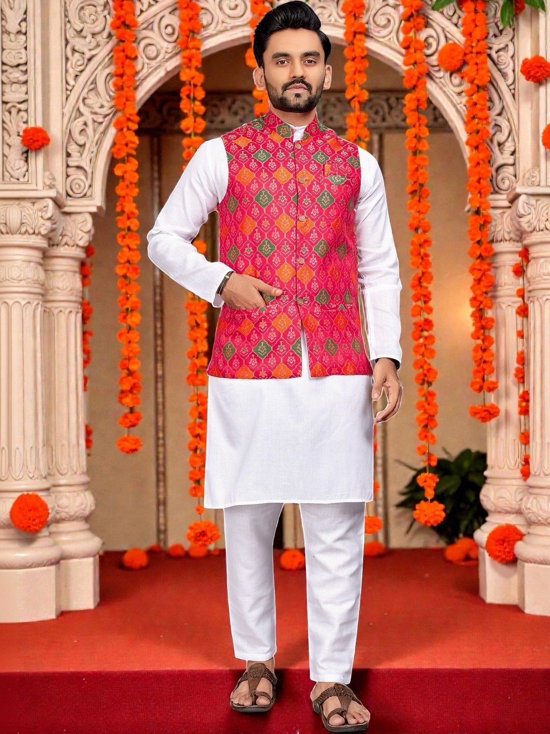 WELL TEX Men Regular Pure Cotton Kurta with Pyjamas-picture-39