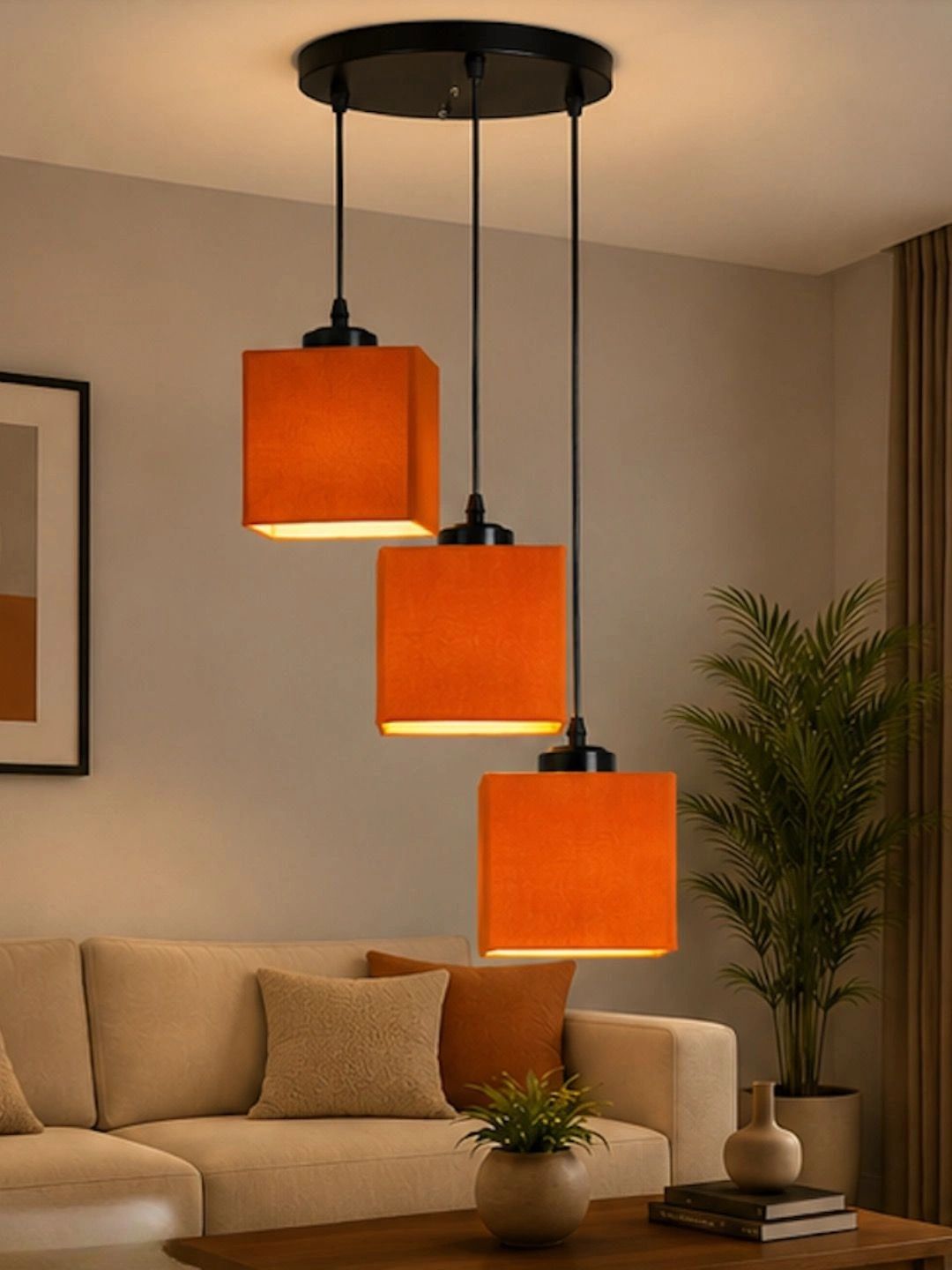 Myntra Elegant Homes Orange Textured Contemporary Ceiling Lamp-picture-10