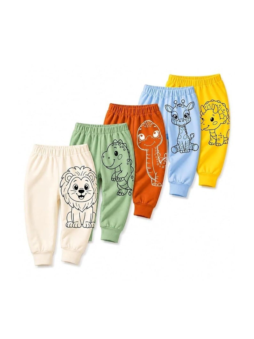 EIO Kids Pack of 5 Printed Cotton Joggers-picture-14