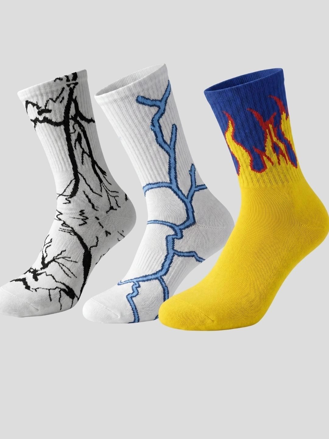 Moda Rapido Men Pack of 3 Cotton Blend Patterned Calf Length Socks-picture-51