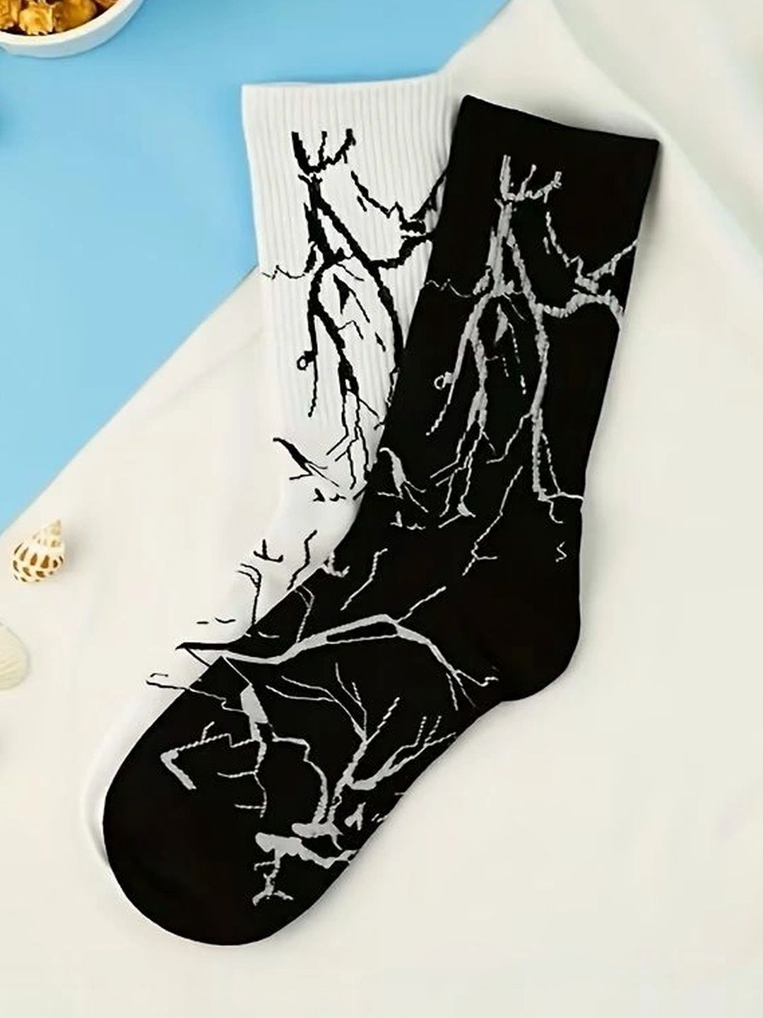 BEAR&BEYOND Men Pack of 2 Cotton Assorted Patterned Calf Length Socks-picture-34
