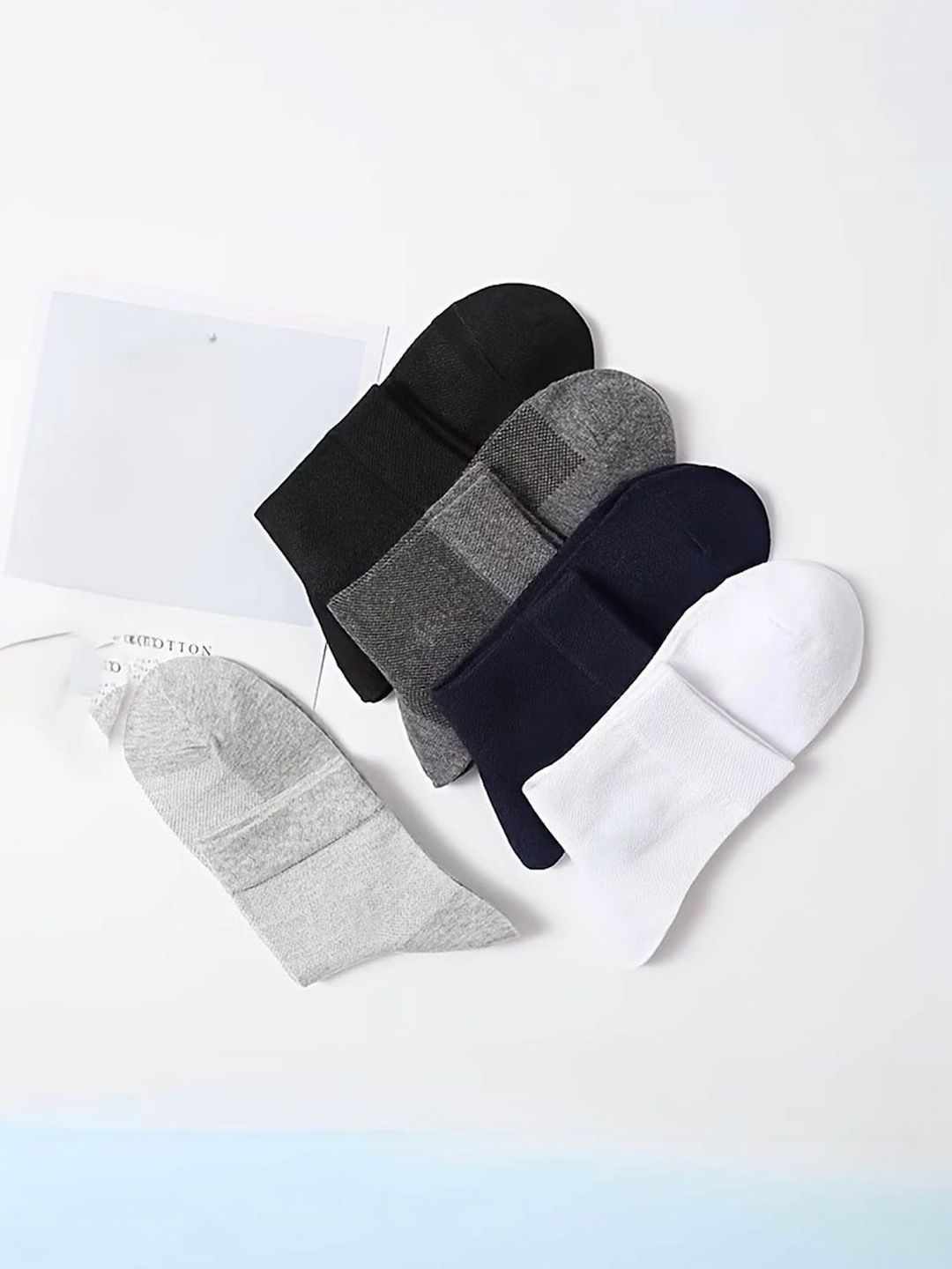 BEAR&BEYOND Men Pack of 5 Cotton Assorted Patterned Above Ankle Socks-image-47