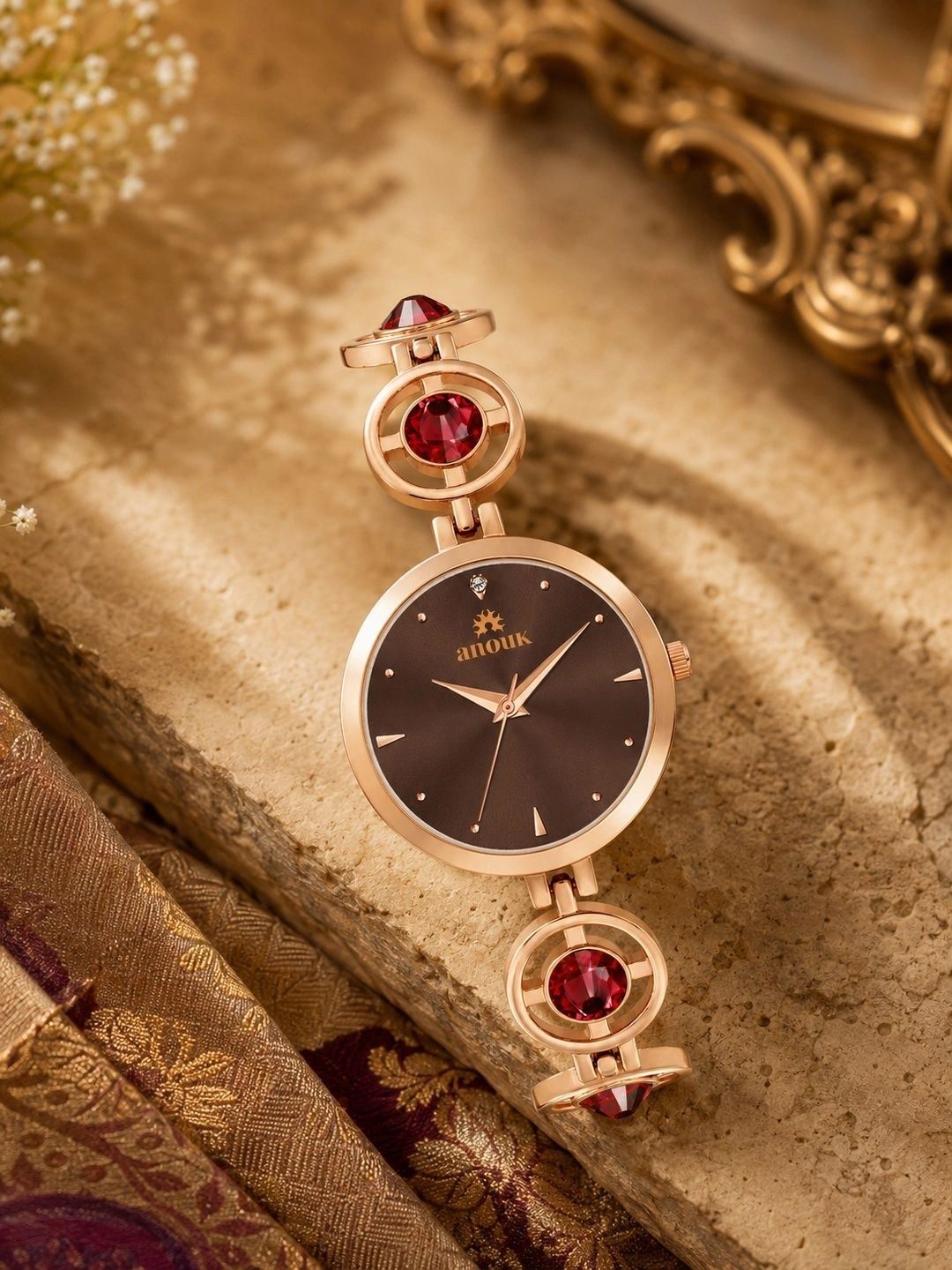 Anouk Women Brass Dial & Bracelet Style Straps Analogue Watch ANW-055-BR