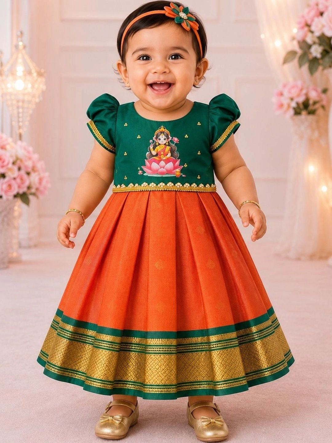 Babypattu Printed Round Neck Fit & Flared Ethnic Dresses-picture-18
