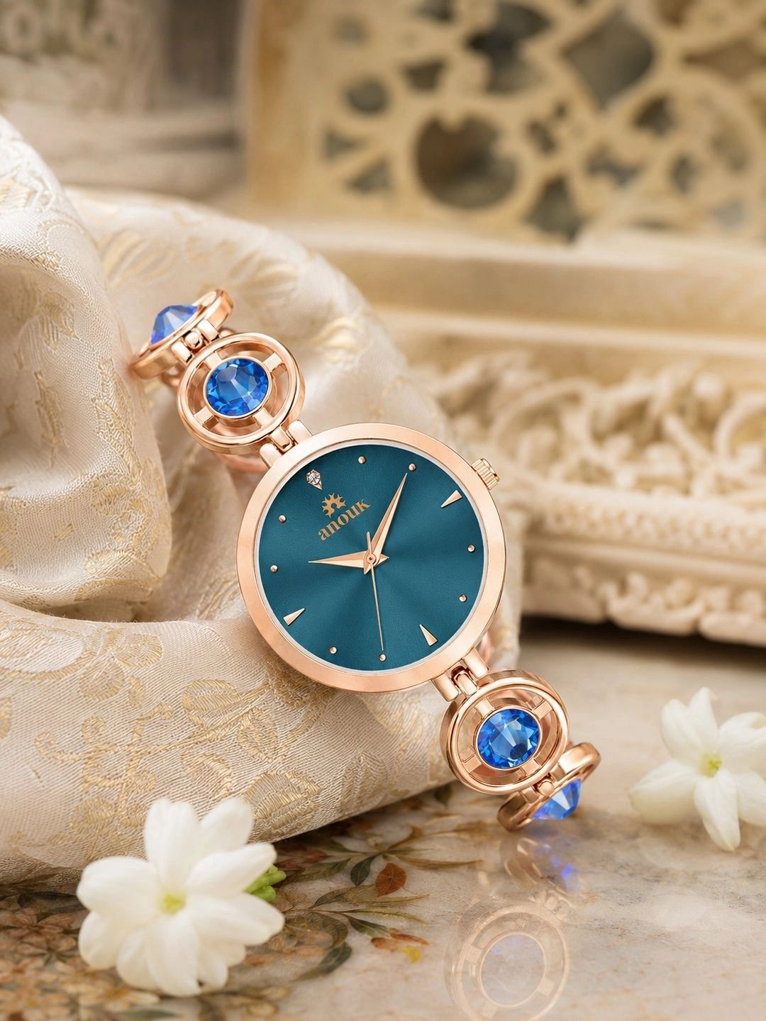 Anouk Women Brass Dial & Bracelet Style Straps Analogue Date Aperture Watch ANW-055-BL-picture-39