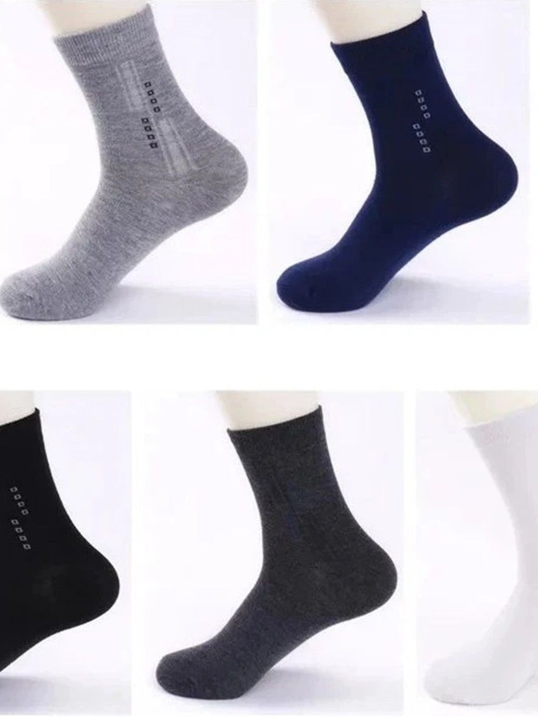 BEAR&BEYOND Men Pack of 5 Cotton Assorted Above Ankle Socks-image-41