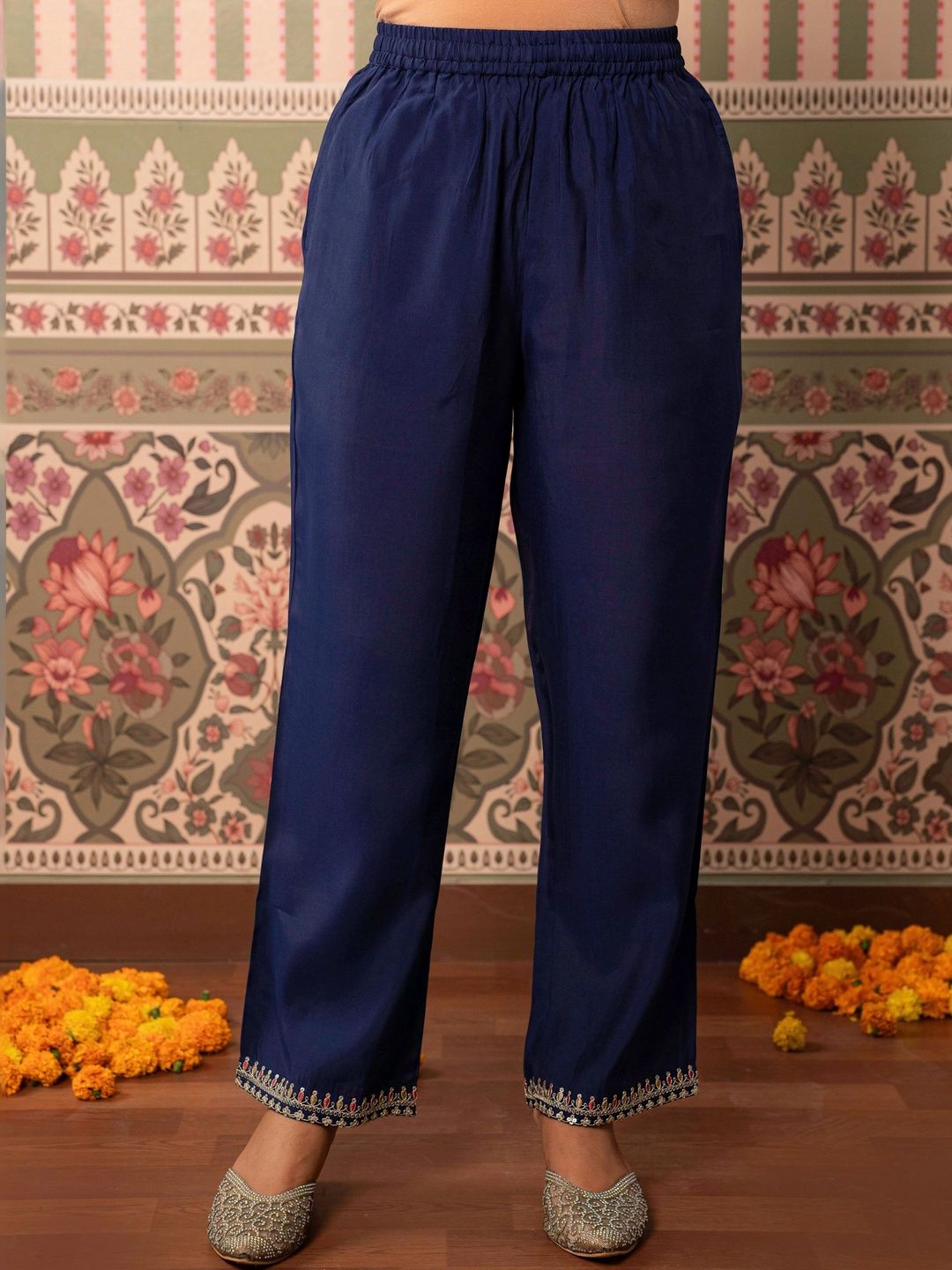 Aramya Women Embroidered Ethnic Palazzos-picture-12