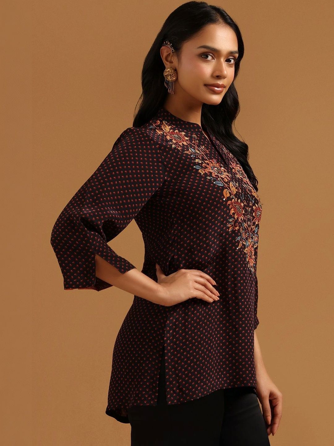 Soch Viscose Rayon Mandarin Collar Printed Ethnic Tunic-picture-46