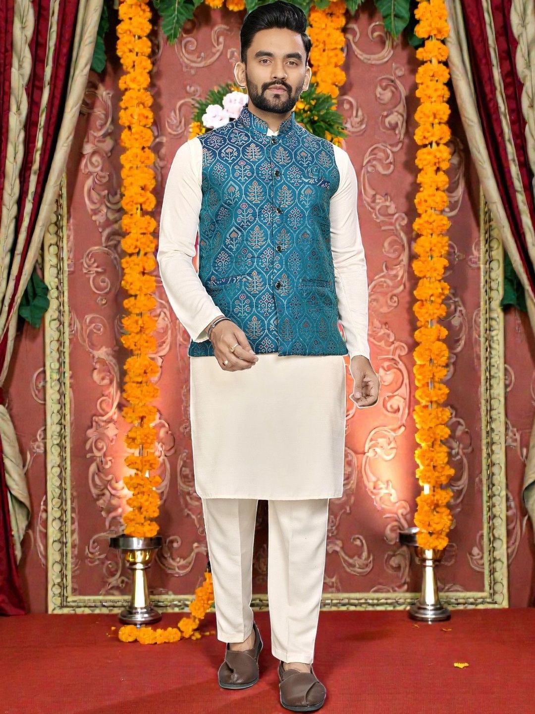 WELL TEX Men Regular Pure Cotton Kurta with Pyjamas-picture-53