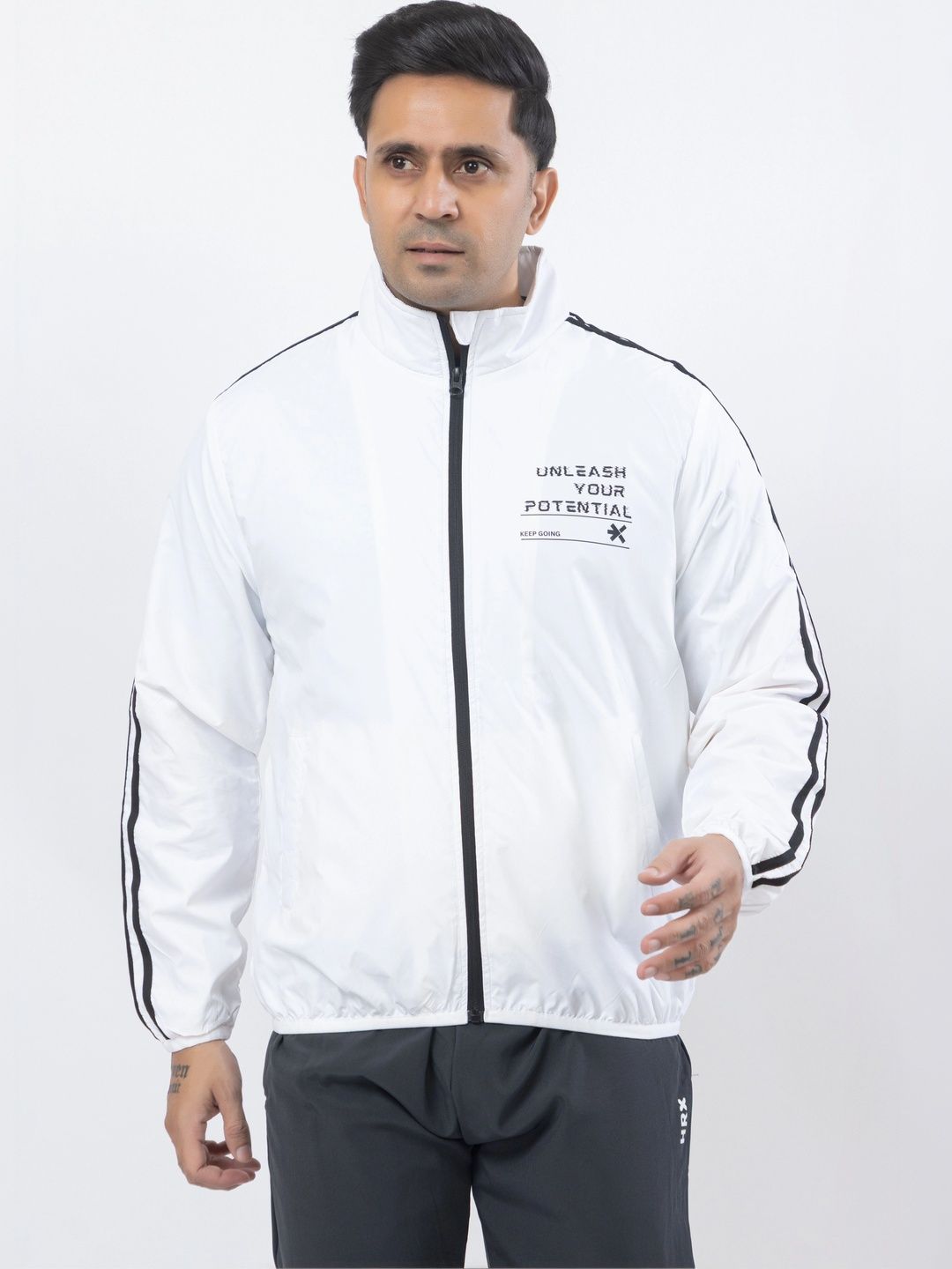 HRX by Hrithik Roshan Men Typography Striped Lightweight Sporty Jacket-picture-56