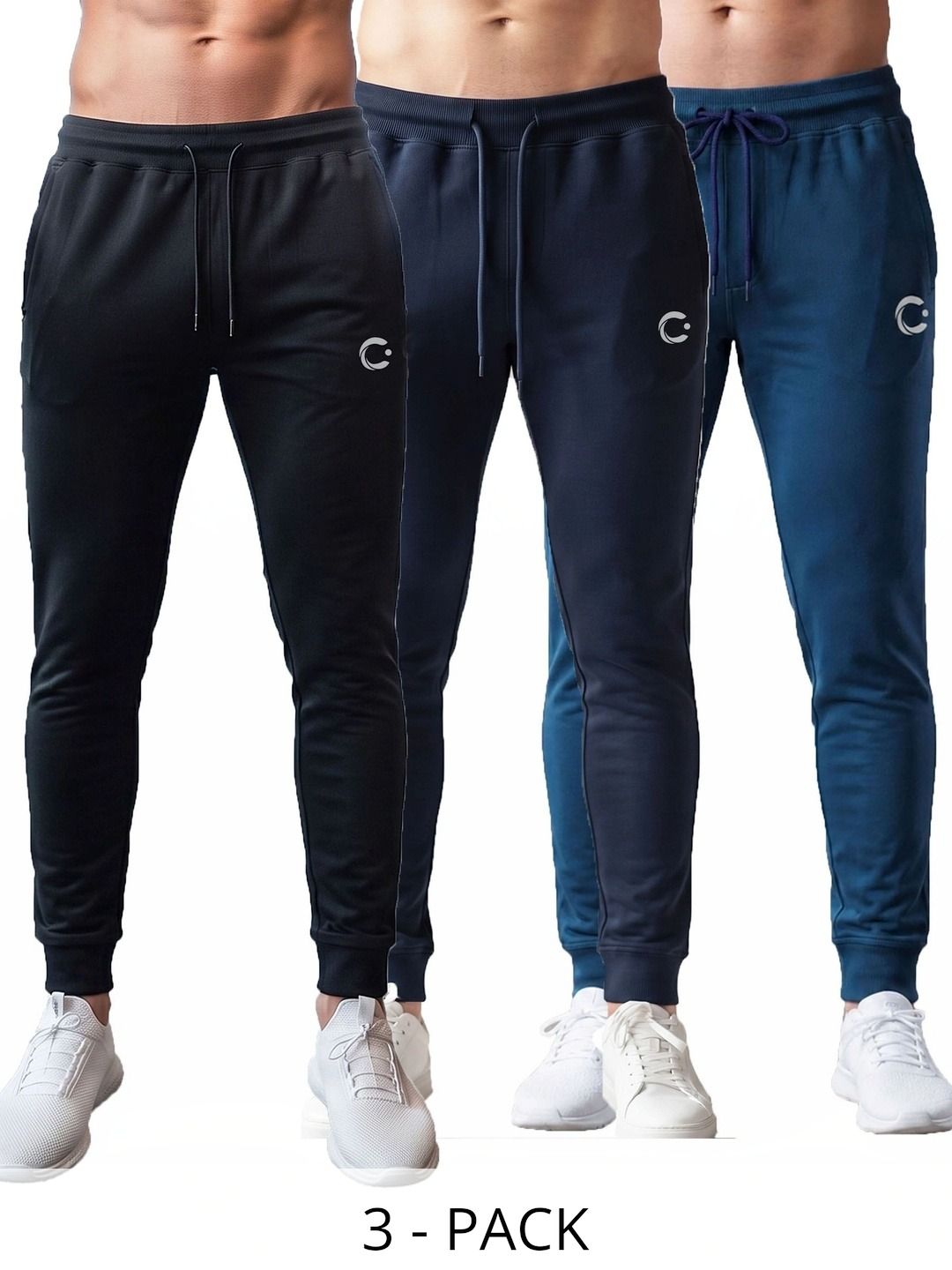 T.T. Men Pack of 3 Regular Fit Brand Logo Training Joggers-picture-32