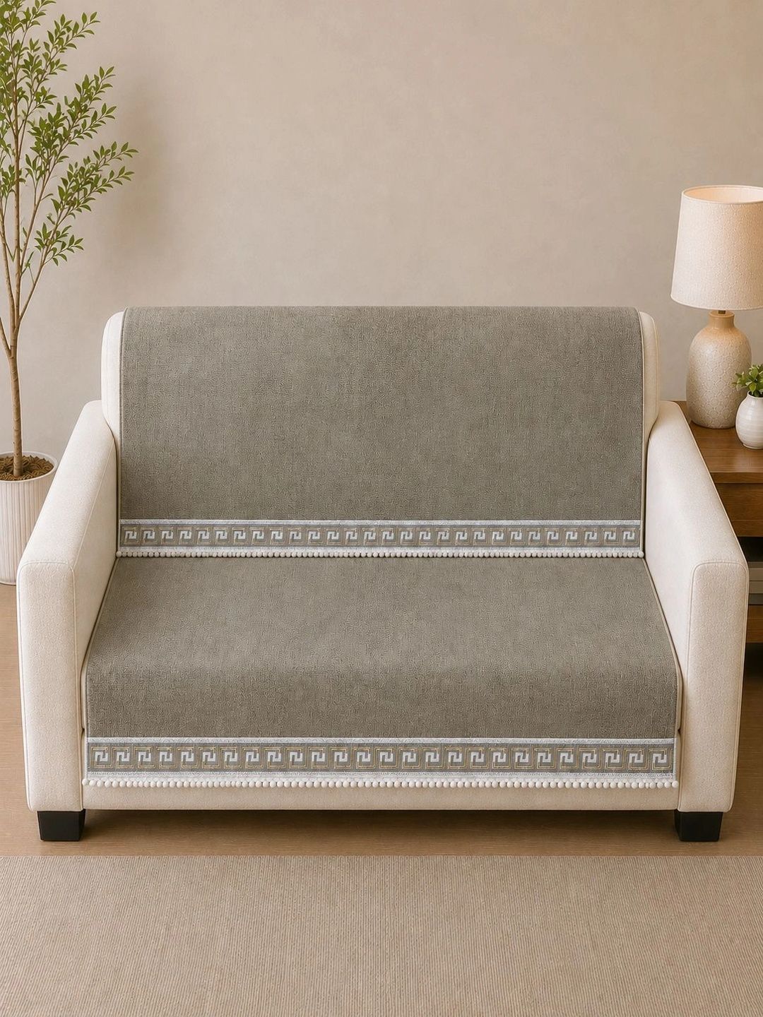 Myntra Elegant Homes Grey 2 Piece Sofa Cover Without Arms-picture-17