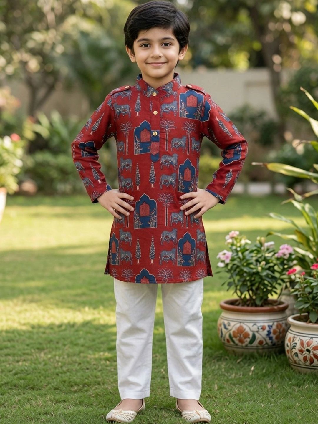 Cutiekins Boys Ethnic Motifs Printed Regular Kurta with Pyjamas-picture-25