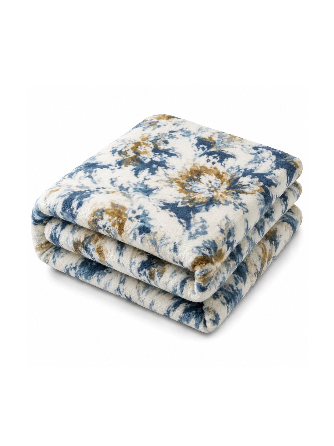 Nivasam Off White & Blue Fleece AC Room 300 GSM Blanket-image-41