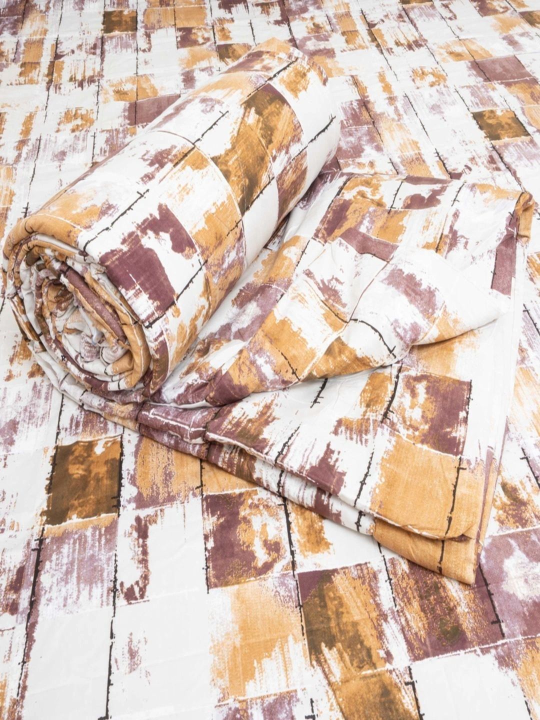 Threadwear White & Brown Quirky Polycotton 1 Piece Double Queen Regular Bedding Set-image-44