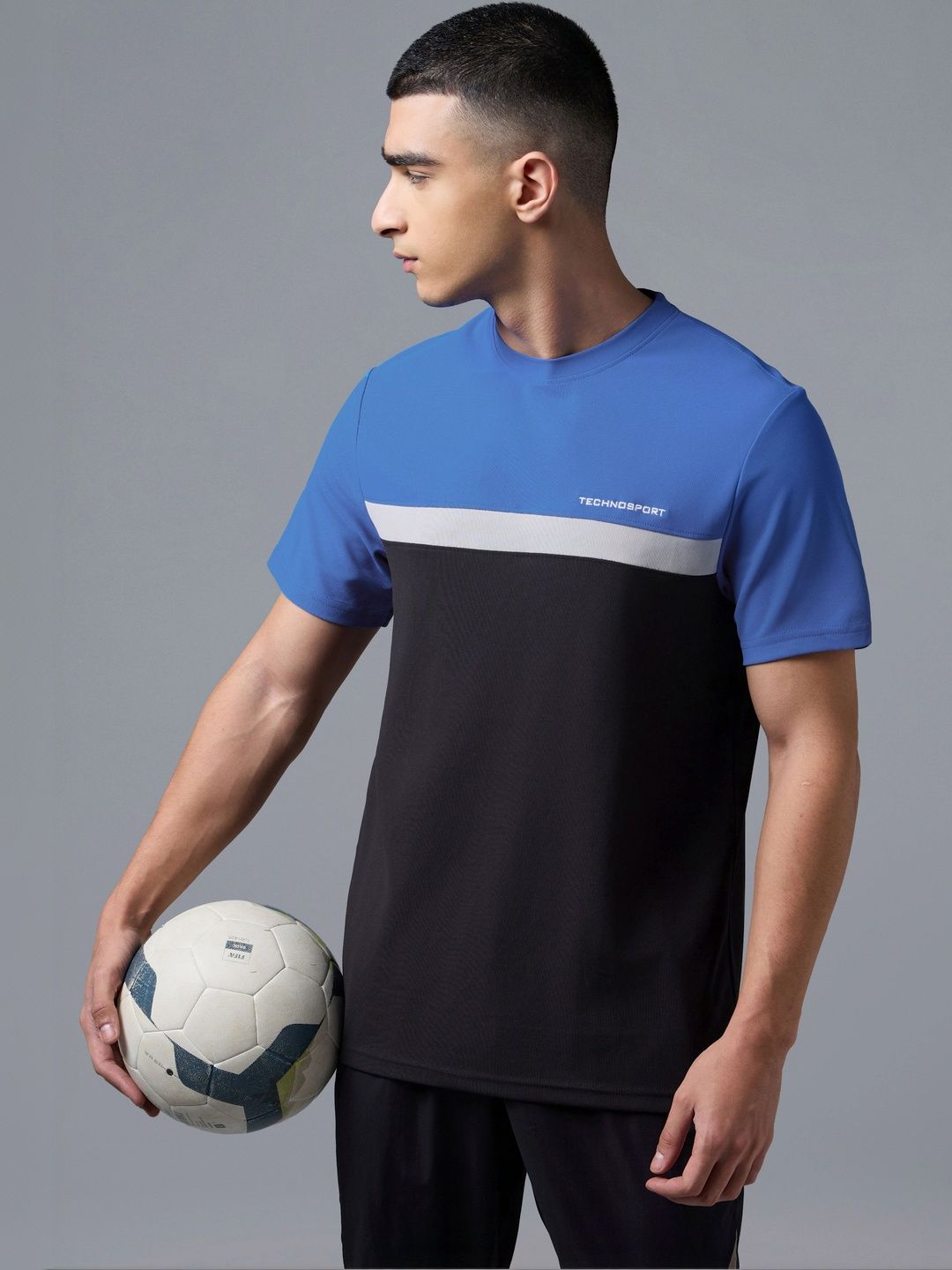 Technosport Men Brand Logo Colourblocked Slim Fit T-shirt-picture-40