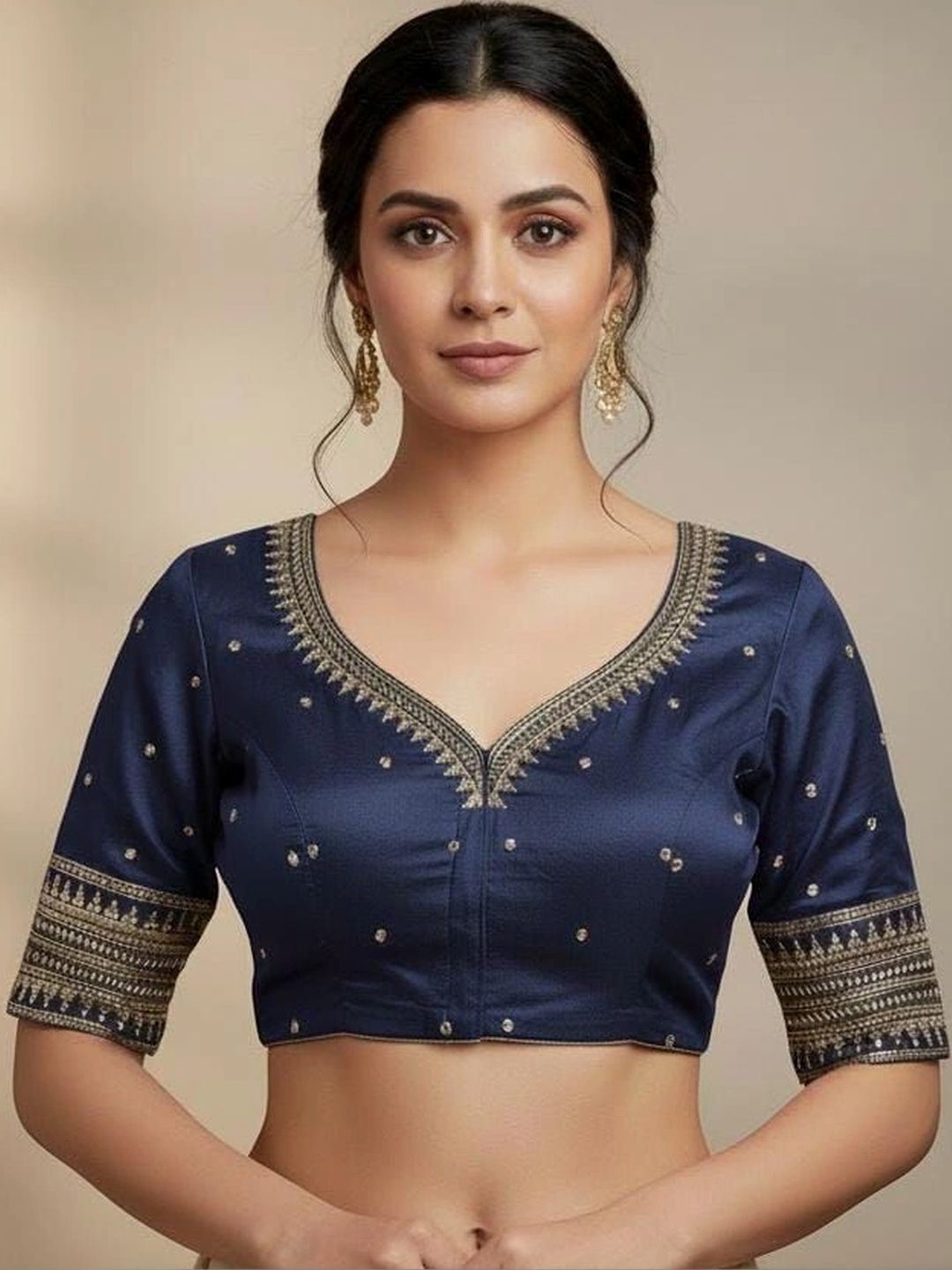 HUBNIC FASHION Cotton Embellished Thread Work Saree Blouse-picture-56