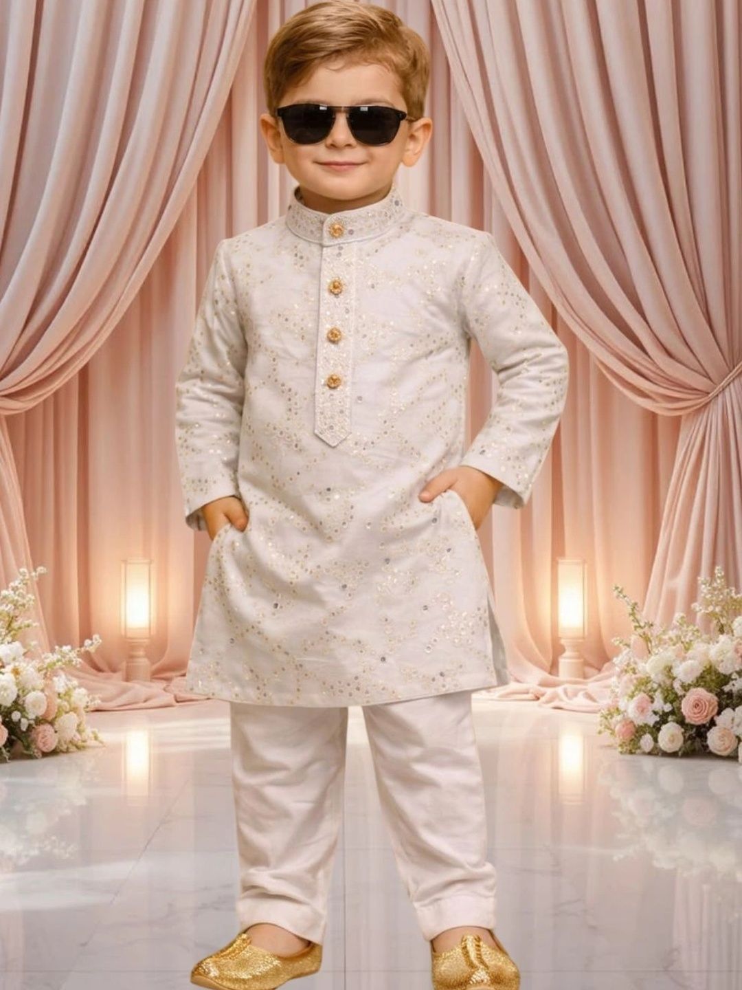 BAESD Boys Ethnic Motifs Printed Regular Kurta with Pyjamas-picture-51