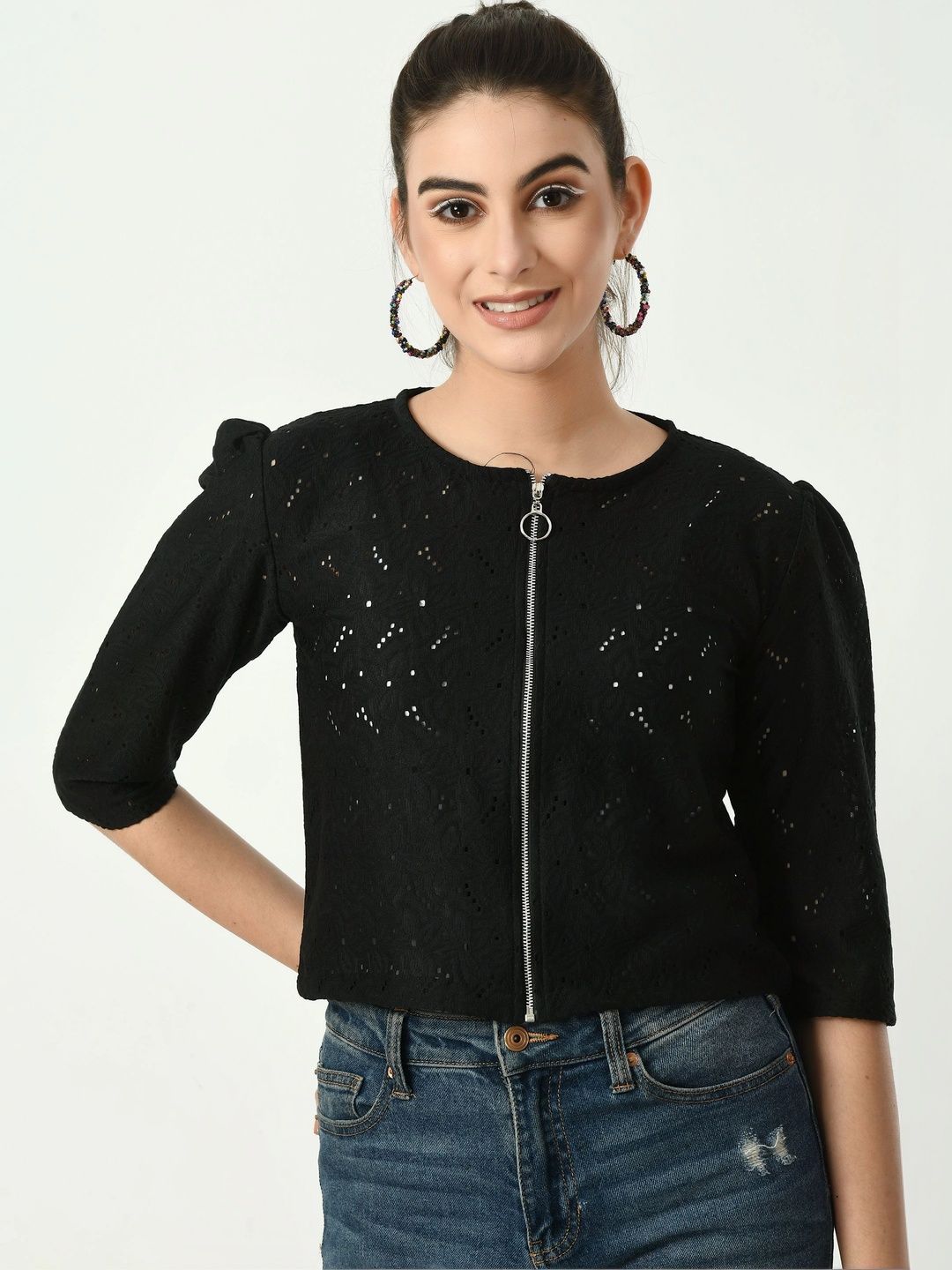 RAYWOS Women Embellished Crop Shrug-image-41