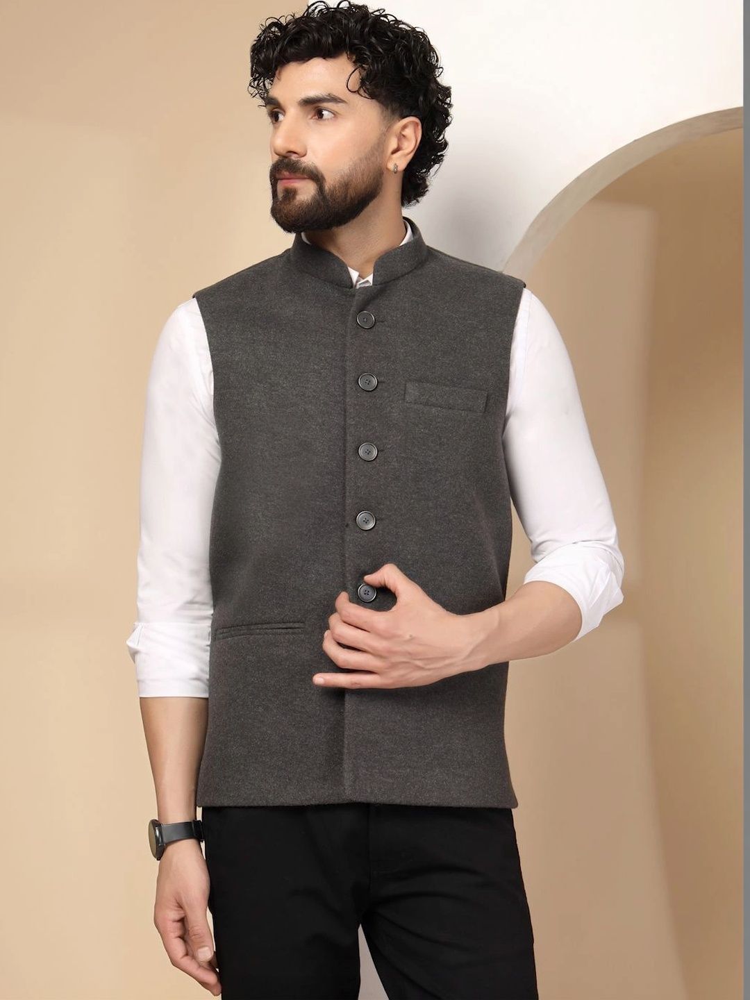 DEIFIC Mandarin Collar Nehru Jacket-picture-16
