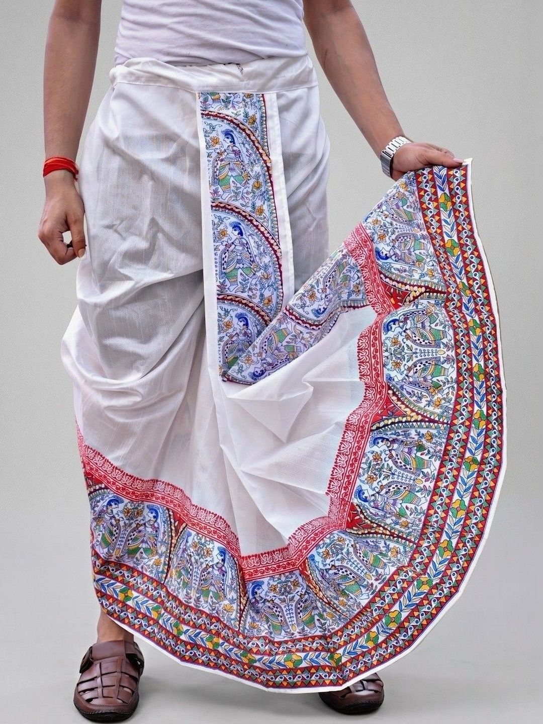 GOURI COLLECTIONS Men Printed Silk Dhoti Dhotis-picture-31