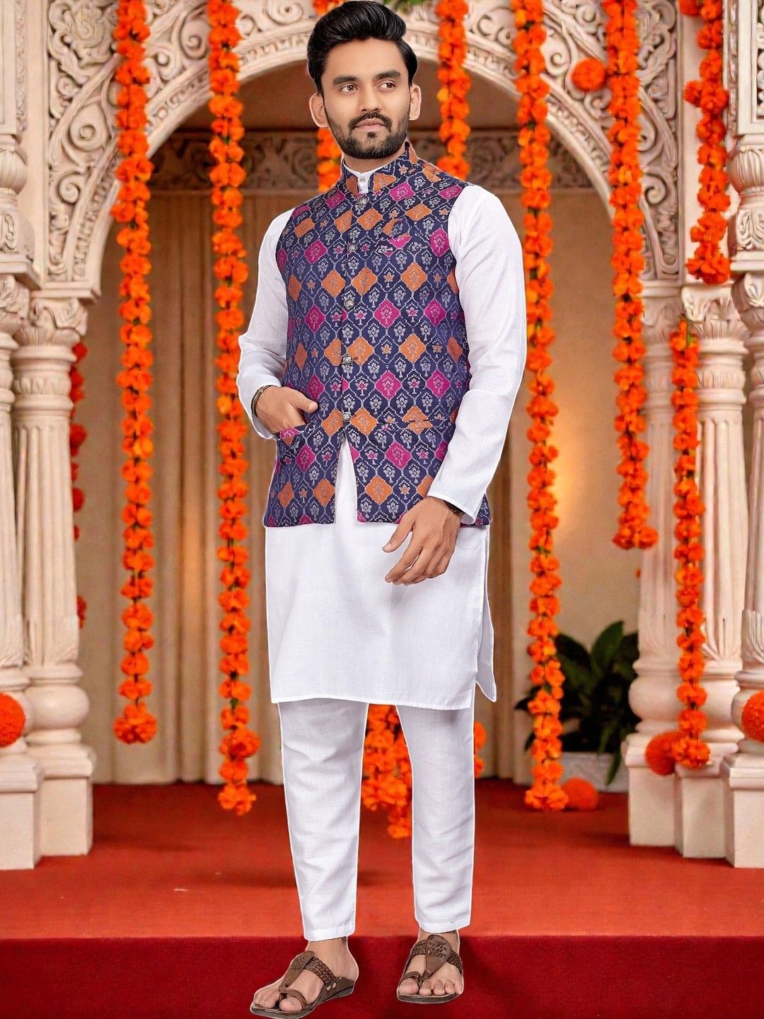WELL TEX Men Regular Pure Cotton Kurta with Pyjamas-picture-47